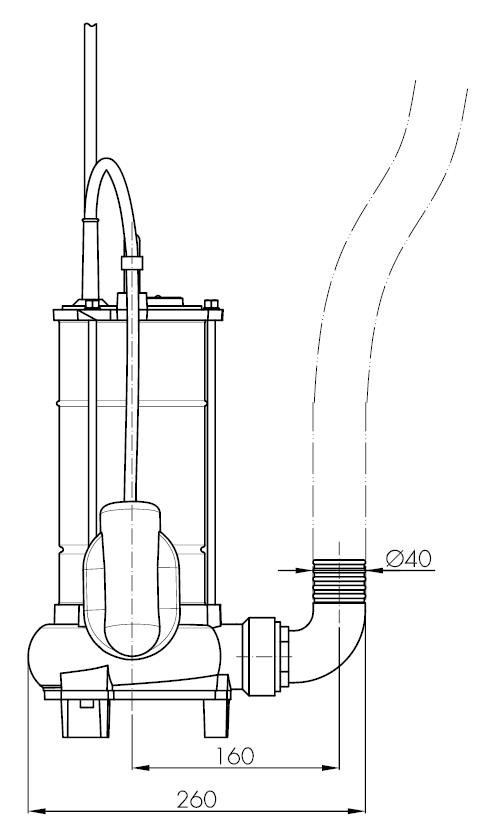 Погружной фекальный насос Hydropompe F с поплавковым выключателем: Переносная установка