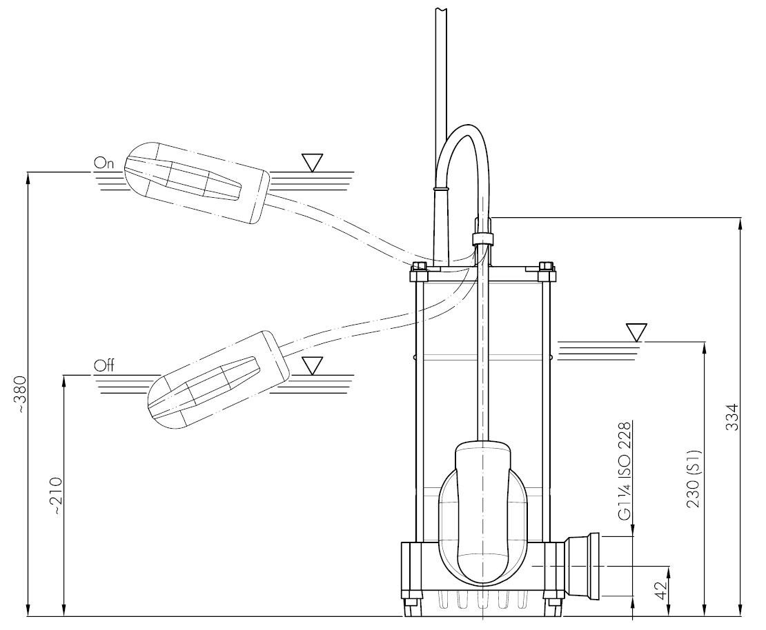Погружной дренажный насос Hydropompe HYDRO 3XM: Схема с размерами 1